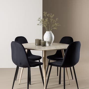 Spisegruppe Venture Home Plaza Ø100 med 4 stk Polar Stoler Fløyel