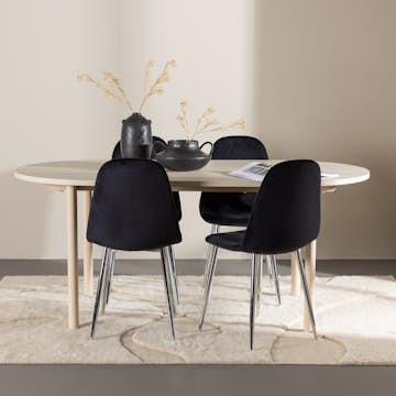 Spisegruppe Venture Home Andy 180 med 4 stk Polar Stoler Fløyel