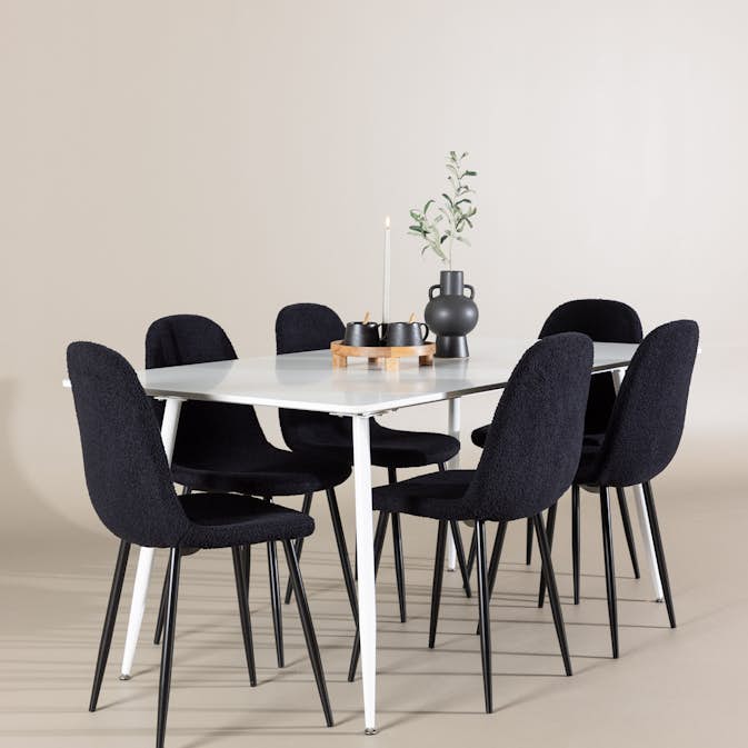 Spisegruppe Venture Home Silar 180 med 6 stk Polar Stoler Teddy