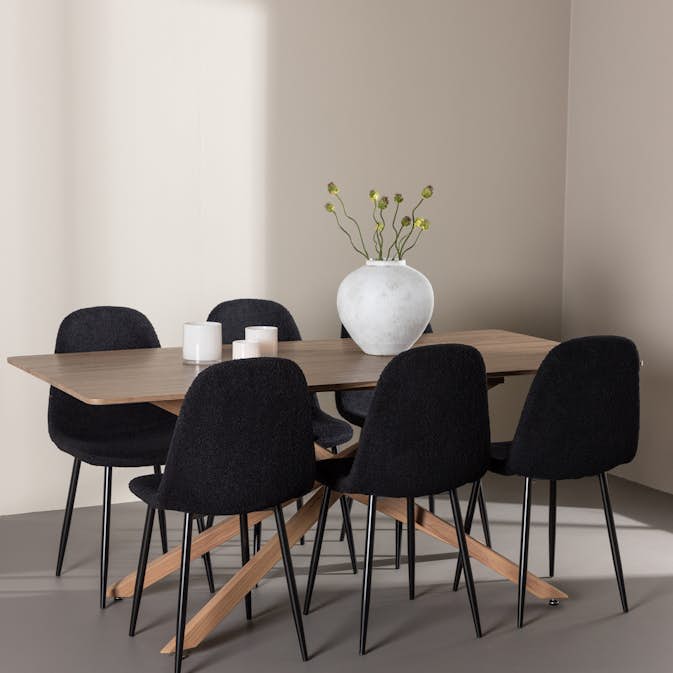 Spisegruppe Venture Home Piazza 180 med 6 stk Polar Stoler Teddy