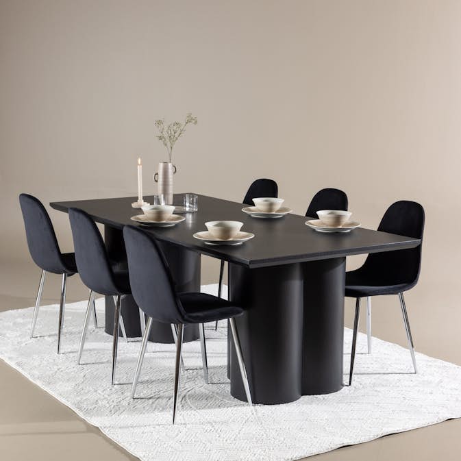 Spisegruppe Venture Home Olivia 210 med 6 stk Polar Stoler Fløyel