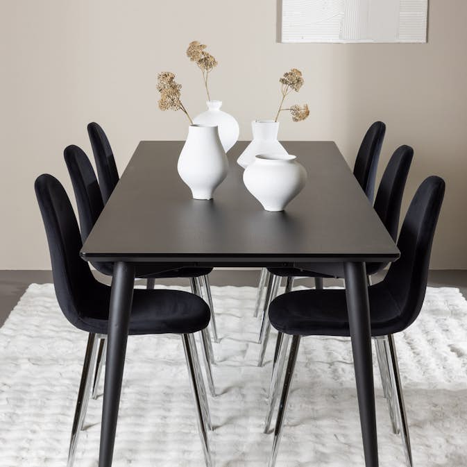 Spisegruppe Venture Home Ellis 230 med 6 stk Polar Stoler Fløyel