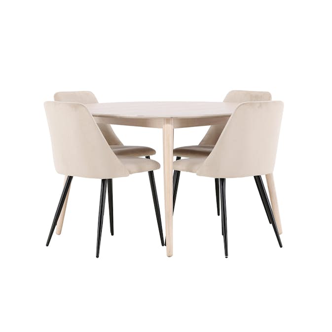 Spisegruppe Venture Home Flora Ø120 cm med 4st Night Spisestoler