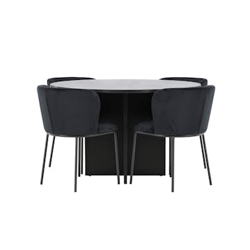 Spisegruppe Venture Home Strada Ø120 cm med 4st Edina Spisestoler