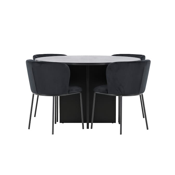 Spisegruppe Venture Home Strada Ø120 cm med 4st Edina Spisestoler