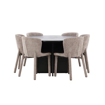 Spisegruppe Venture Home Strada Ø120 cm med 6st Astoria Spisestoler