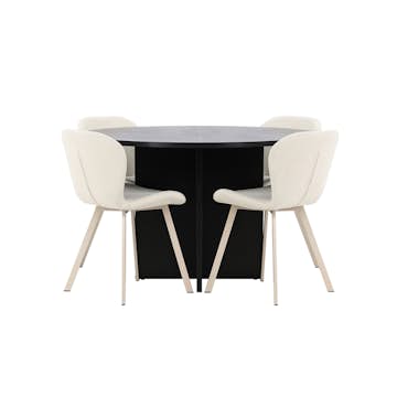 Spisegruppe Venture Home Strada Ø120 cm med 4st Lilja Spisestoler