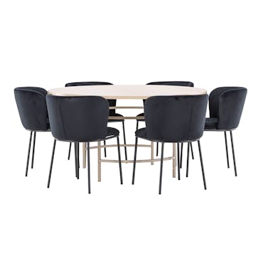 Spisegruppe Venture Home Copenhagen Ø140 cm med 6st Edina Spisestoler