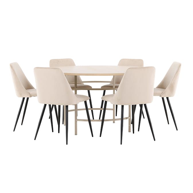 Spisegruppe Venture Home Copenhagen Ø140 cm med 6st Night Spisestoler