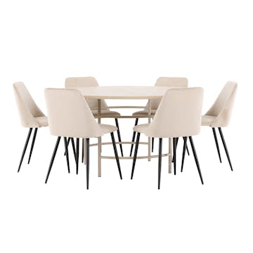 Spisegruppe Venture Home Copenhagen Ø140 cm med 6st Night Spisestoler