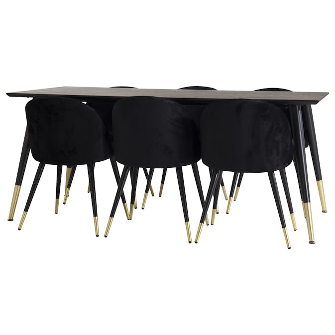 Spisegruppe Venture Home Dipp med 6 Velvet Stoler