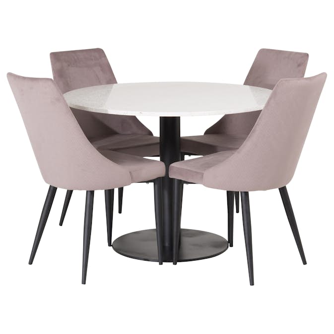 Spisegruppe Venture Home Roxanna HHvitBord med 4 Laura Stoler Manchester
