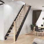 Plassbesparende Trapp Dolle Helsinki Svart/Eik Rett med Rekkverk Tre