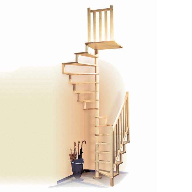 Hjørnespiraltrapp Byggera Square Wood