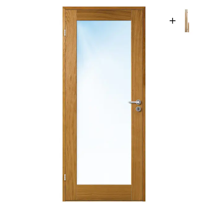 Innerdør Bygg1 Stil 1 Eik Glass med Karmsett