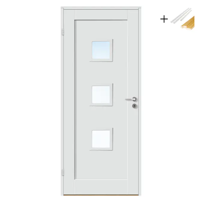 Innerdør Bygg1 Stil 1 F3 Hvit Glass med Karmsett