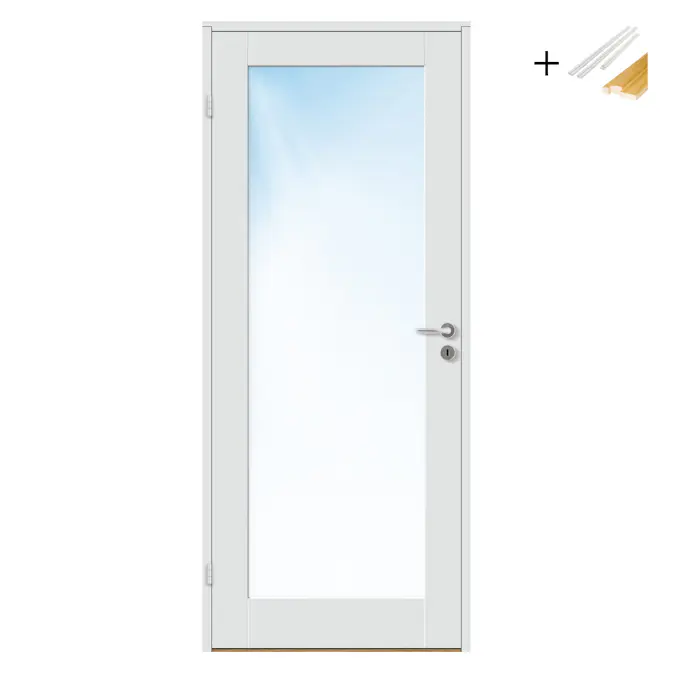 Innerdør Bygg1 Stil 1 Hvit Frostet Glass med Karmsett