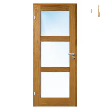 Innerdør Bygg1 Stil 3 Eik Glass med Karmsett