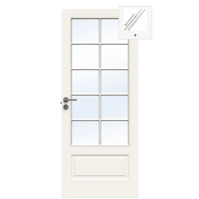 Innerdør Swedoor Compact SP10 Hvit Fasettslipt Glass med Karmsett