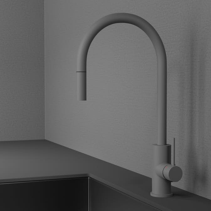 Kjøkkenbatteri Scandtap Steel Accent med Uttrekkbar Tut