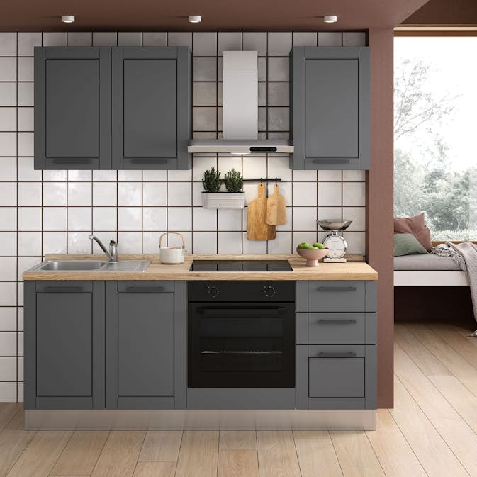Komplett Kjøkken Mimo Furniture Liliane 195 Charcoal Matt inkl. Hvitevarer Ferdigmontert