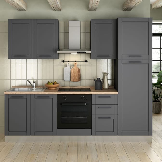 Komplett Kjøkken Mimo Furniture Liliane 255 Charcoal Matt inkl. Hvitevarer Ferdigmontert