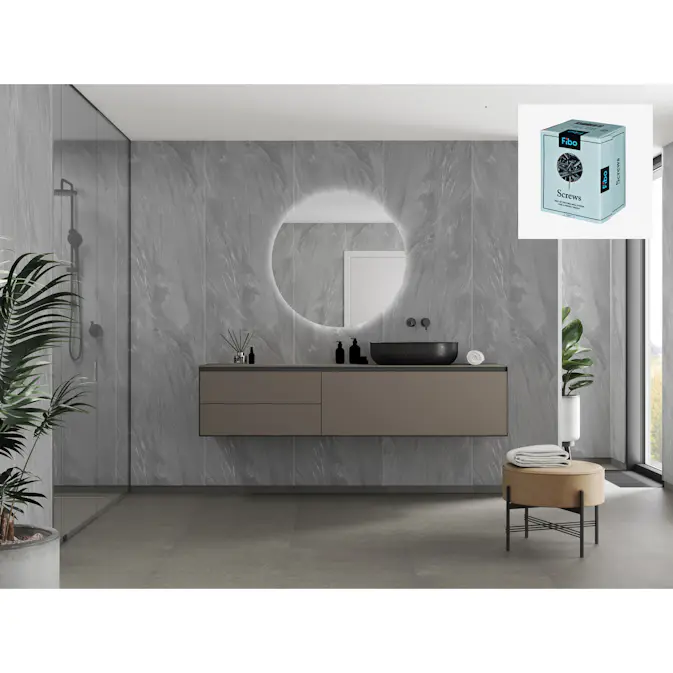 Baderomspanel Fibo 4009-M10 Grey Stone med Monteringsskruer