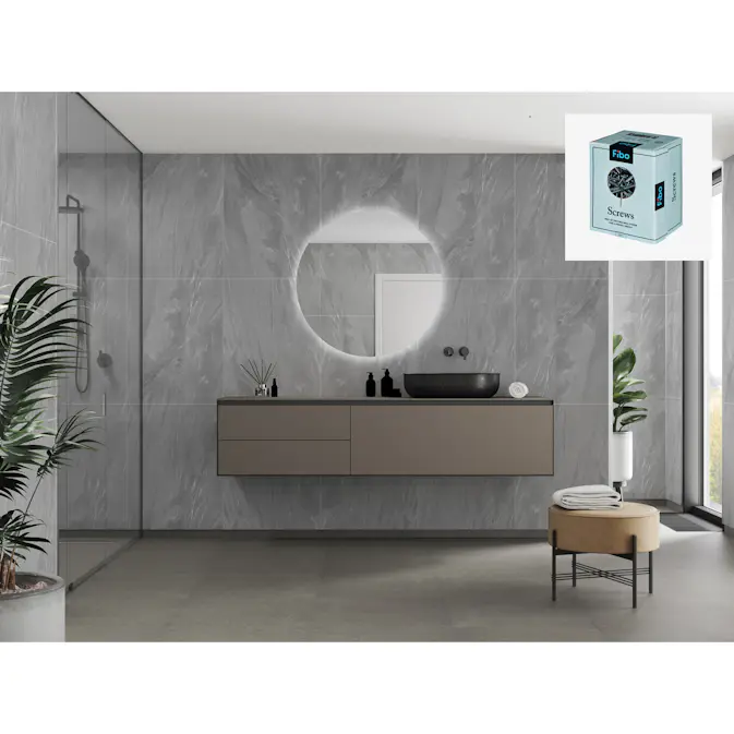 Baderomspanel Fibo 4009-M6080 Grey Stone med Monteringsskruer