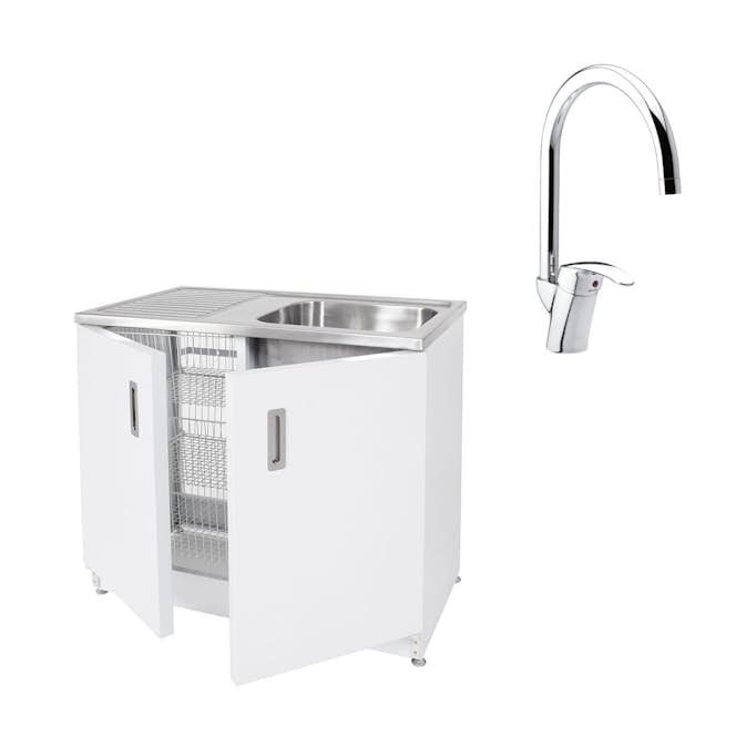 Pakke Vaskebenk Vilan Stainless VTB 10 og Damixa Space Blander