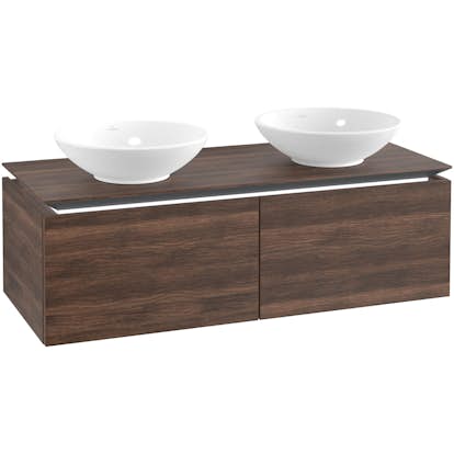 Tvättställsskåp Villeroy & Boch Legato Kompakt 1200 med 2 Lådor för Två Ytmonterade Tvättställ