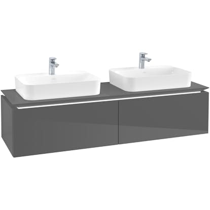 Tvättställsskåp Villeroy & Boch Legato Kompakt 1600 med 2 Lådor för Två Ytmonterade Tvättställ från Finion & Memento