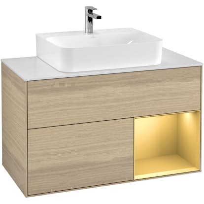 Tvättställsskåp Villeroy & Boch Finion med 2 Lådor Hylla och Bänkskiva för Centrerat Tvättställ