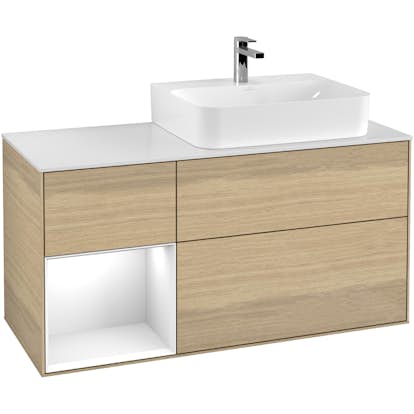 Tvättställsskåp Villeroy & Boch Finion med 3 Lådor Hylla och Bänkskiva för Ocentrerat Tvättställ