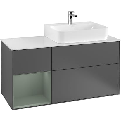 Tvättställsskåp Villeroy & Boch Finion med 3 Lådor Hylla och Bänkskiva för Ocentrerat Tvättställ