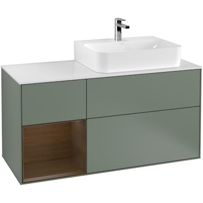 Tvättställsskåp Villeroy & Boch Finion med 3 Lådor Hylla och Bänkskiva för Ocentrerat Tvättställ