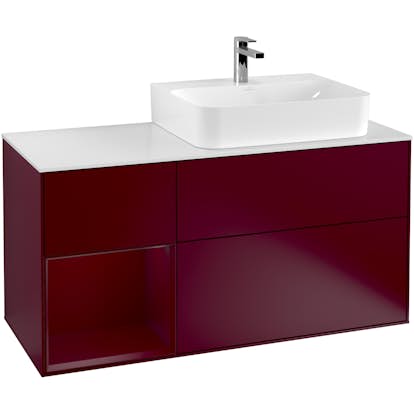 Tvättställsskåp Villeroy & Boch Finion med 3 Lådor Hylla och Bänkskiva för Ocentrerat Tvättställ