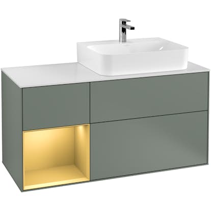 Tvättställsskåp Villeroy & Boch Finion med 3 Lådor Hylla och Bänkskiva för Ocentrerat Tvättställ