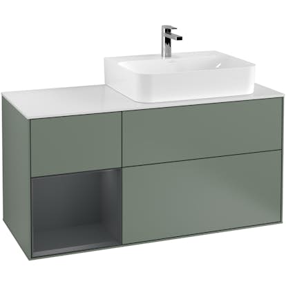 Tvättställsskåp Villeroy & Boch Finion med 3 Lådor Hylla och Bänkskiva för Ocentrerat Tvättställ