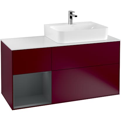 Tvättställsskåp Villeroy & Boch Finion med 3 Lådor Hylla och Bänkskiva för Ocentrerat Tvättställ