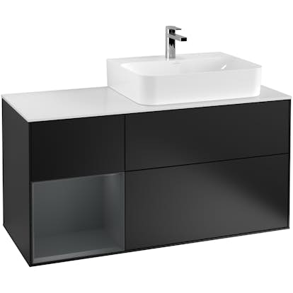 Tvättställsskåp Villeroy & Boch Finion med 3 Lådor Hylla och Bänkskiva för Ocentrerat Tvättställ