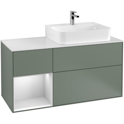 Tvättställsskåp Villeroy & Boch Finion med 3 Lådor Hylla och Bänkskiva för Ocentrerat Tvättställ