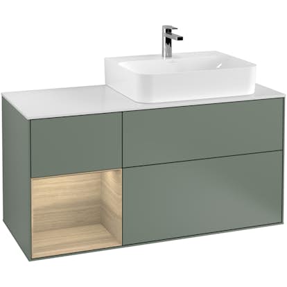 Tvättställsskåp Villeroy & Boch Finion med 3 Lådor Hylla och Bänkskiva för Ocentrerat Tvättställ