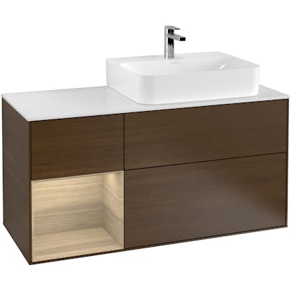 Tvättställsskåp Villeroy & Boch Finion med 3 Lådor Hylla och Bänkskiva för Ocentrerat Tvättställ