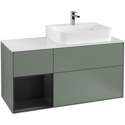 Tvättställsskåp Villeroy & Boch Finion med 3 Lådor Hylla och Bänkskiva för Ocentrerat Tvättställ