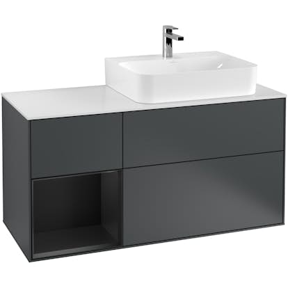 Tvättställsskåp Villeroy & Boch Finion med 3 Lådor Hylla och Bänkskiva för Ocentrerat Tvättställ