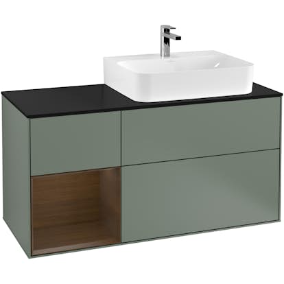 Tvättställsskåp Villeroy & Boch Finion med 3 Lådor Hylla och Bänkskiva för Ocentrerat Tvättställ