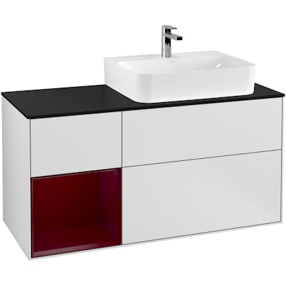 Tvättställsskåp Villeroy & Boch Finion med 3 Lådor Hylla och Bänkskiva för Ocentrerat Tvättställ