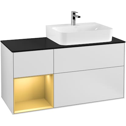 Tvättställsskåp Villeroy & Boch Finion med 3 Lådor Hylla och Bänkskiva för Ocentrerat Tvättställ