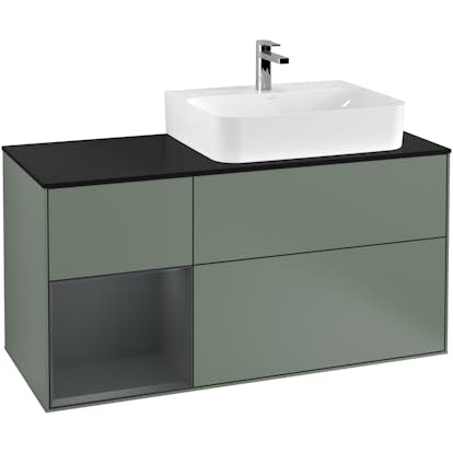 Tvättställsskåp Villeroy & Boch Finion med 3 Lådor Hylla och Bänkskiva för Ocentrerat Tvättställ