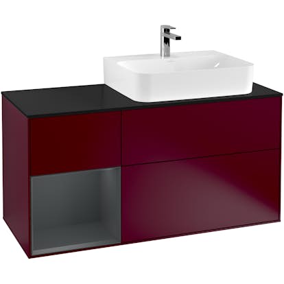 Tvättställsskåp Villeroy & Boch Finion med 3 Lådor Hylla och Bänkskiva för Ocentrerat Tvättställ